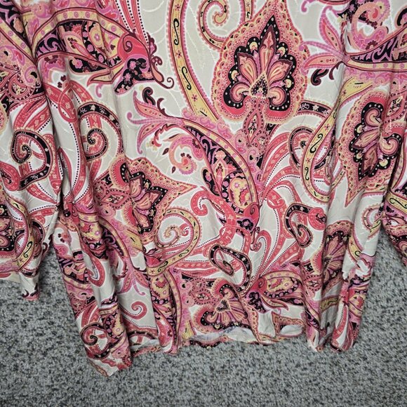 JM Collection Top Womens XL Pink Paisley Print Jacquard Textured Blouse Ladies - Picture 5 of 7